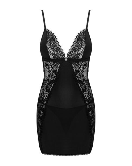 Сорочка и стринги Obsessive Maderris chemise Черный XS/S | Зображення 4
