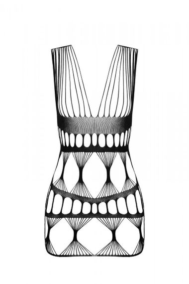 Бодистокинг-платье Passion BS089 black, мини, плетение в виде паутины sexstyle | Зображення 4