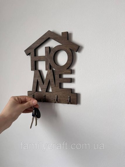 Ключниця настінна вертикальна Home (Будинок) венге на 4 гачки, вішалка тримач для ключів у передпокій з дерева | Зображення 4