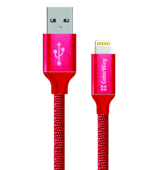 Кабель USB Lightning ColorWay CW-CBUL004-RD 2,1А 1м червоний | Зображення 1