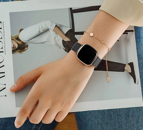Міланський сітчастий ремінець Primo для годинника Fitbit Versa 4 / Fitbit Sense 2 - Black | Зображення 5