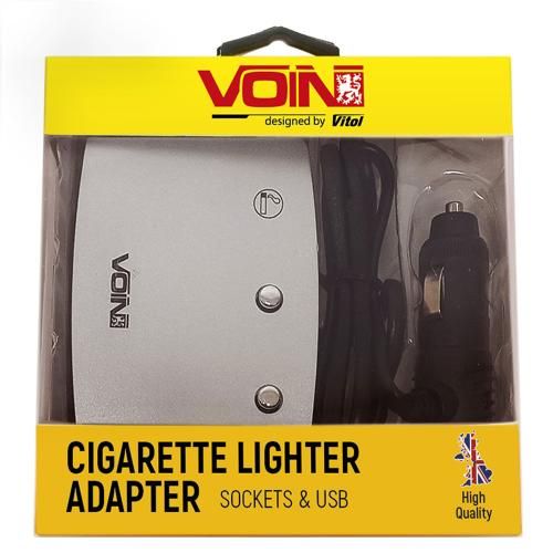 Розгалужувач (подовжувач) прикурювача VOIN 3 виходи + 1USB 2400 mA 12/24V SC-3005 дріт | Зображення 1