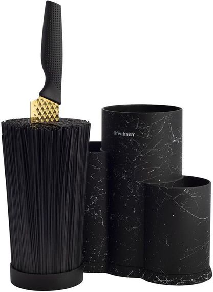 Підставка-колода Ofenbach Black Marble для кухонних ножів і ножиць 23х12х22см, потрійна кругла | Зображення 3
