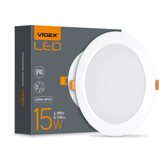 Світильник вбудований LED Videx Back 15W 5000K круглий VL-DLBR-155