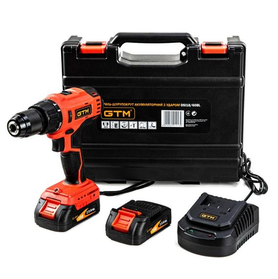 Акумуляторний ударний шурупокрут GTM DSI18/60BL безщітковий + 2 АКБ і ЗП у кейсі