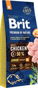 Корм Brit Premium Dog Junior M сухий з куркою для цуценят та молодих собак середніх порід 15 кг