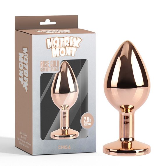 Анальна пробка золота CHISA MATRIX MONT з різнокольоровим каменем, розмір M sexstyle