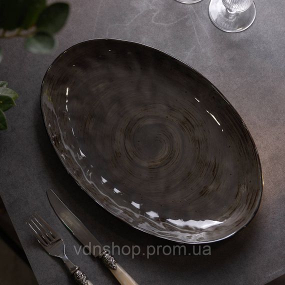 Тарелка фарфоровая плоская овальная 35 х 23.5 см сервировочное блюдо для нарезки Lugi HP23392 | Зображення 5