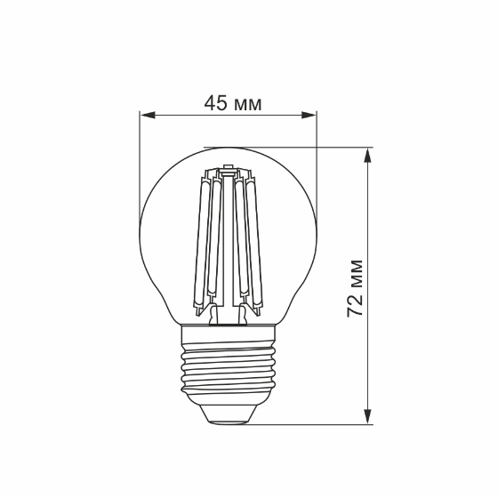 Лампа G45 6W E27 2200К 220V Filament A LED Videx | Зображення 2