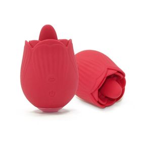 Вибратор розочка з язычком Sweet Em, 10 режимов, красный Sex Aura