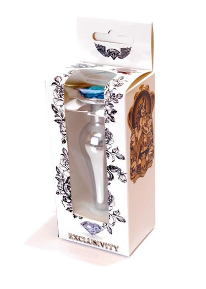 Анальна пробка - Jewellery Silver Long Plug Light Blue sexstyle | Зображення 8