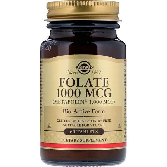 Фолієва кислота Solgar Folate 1000 mcg (as Metafolin) 60 Tabs