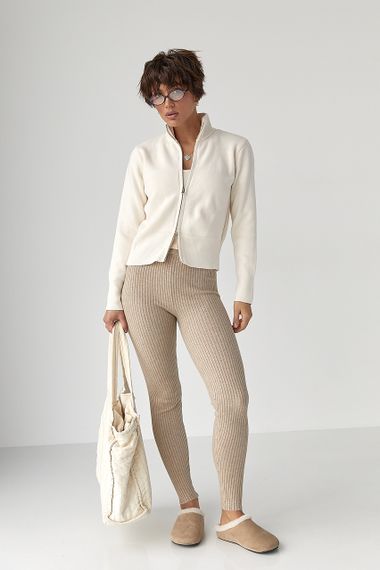 Трикотажний жіночий кардиган - молочний цвет, ONE SIZE (є розміри) | Зображення 2