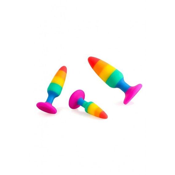 Анальная пробка Wooomy Hiperloo Silicone Rainbow Plug L, Радуга | Зображення 4