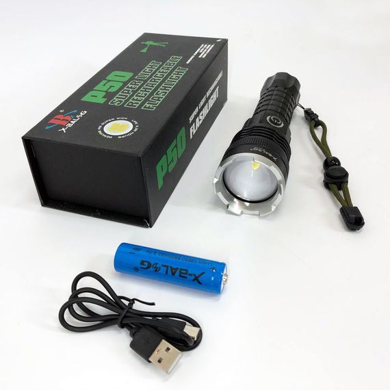 Мощный аккумуляторный лед фонарик X-Balog BL-A72-P50, Карманный фонарь с usb зарядкой, Супер JS-132 яркий фонарик | Зображення 1