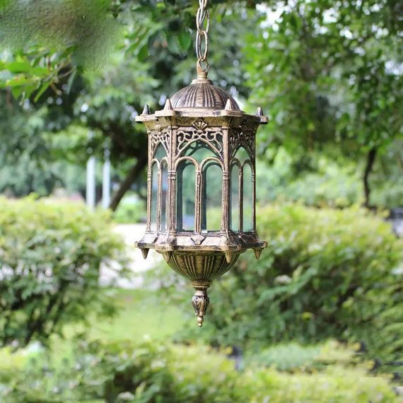 Ліхтар вуличний підвісний 26085 Золото 35х14х19 см. | Зображення 1