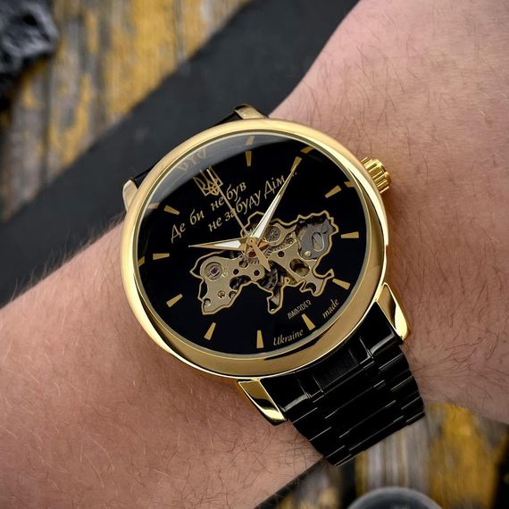 Класичний чоловічий годинник Awarder 022 Black-Gold Automatics Metall Не Забуду Дім | Зображення 3
