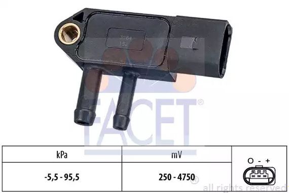 Датчик тиску вихлопних газів Caddy/Crafter/T5 (сажевого фільтра), FACET (103264) | Зображення 2