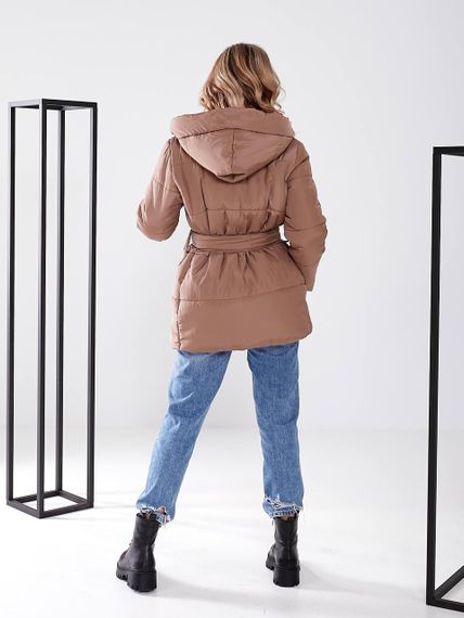 Жіноча зимова куртка з поясом, арт. 505, кава | Зображення 2