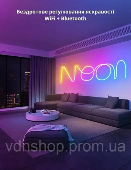 Розумна гнучка LED Neon RGB стрічка-шланг 3 метрів від USB управління режимами з телефону, Bluetooth додаток, пульт | Зображення 3