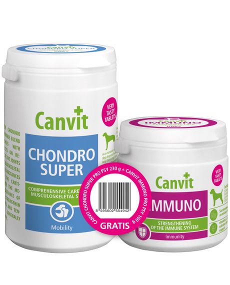 Набір вітамінів Canvit Chondro Super for dogs 230 гр та Canvit Immuno for dogs 100 гр