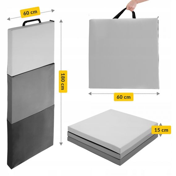 Мат гімнастичний складаний 4FIZJO 180 x 60 x 5 см 4FJ0571 Black/Grey (P-5907739319692) | Зображення 4