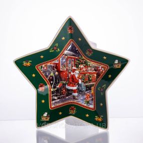 Блюдо сервировочное новогоднее для закусок Santa 25.5 (см) из фарфора HP-SDHK-20