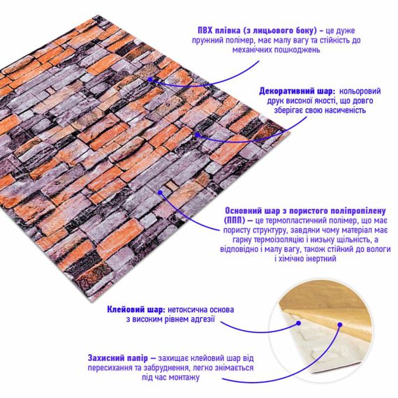 Декоративна 3D панель 700х770х6мм Цегла Катеринославська піщаник (045) SW-00000044 | Зображення 1