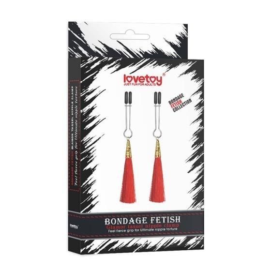 Зажимы для сосков - Bondage Fetish Glamor Tassel Nipple Clamp Red sexstyle