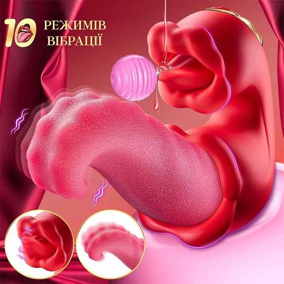 Подвійний вібратор з язиком Vibratex стимулятор клітора та точки G іграшка для пар вібратор з язичком | Зображення 5