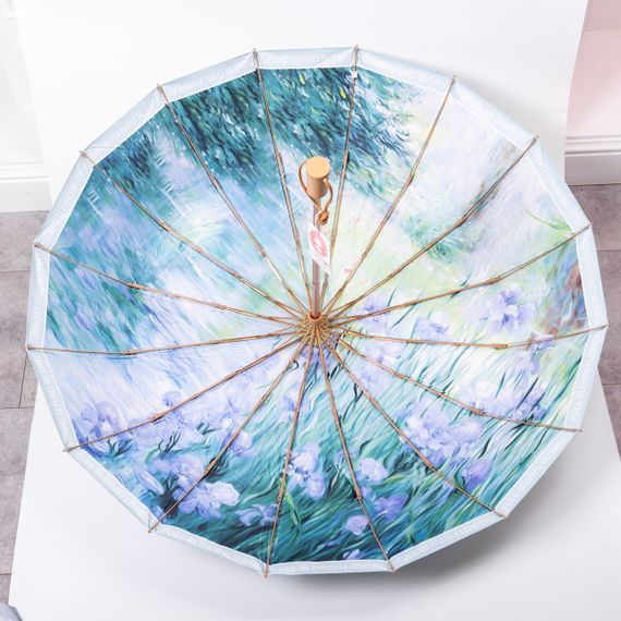 Парасолька механічна з принтом надійна з поліестеру діаметр 99 см Блакитна HP-23-3BL | Зображення 9