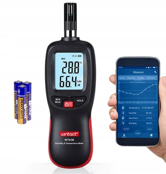 Термогігрометр цифровий Bluetooth 0-100%, -20-70 °C WINTACT WT83B