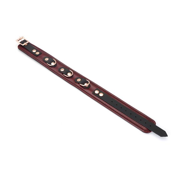 Шкіряний нашийник з повідцем Liebe Seele Wine Red Collar and Leash, 3 кільця для кріплення | Зображення 8