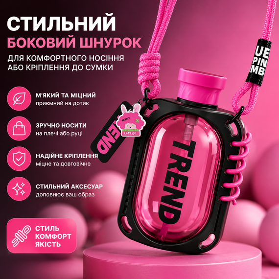 Пляшка для води TREND 780 мл — Червона, герметична з антиковзким покриттям та ремінцем | Зображення 3