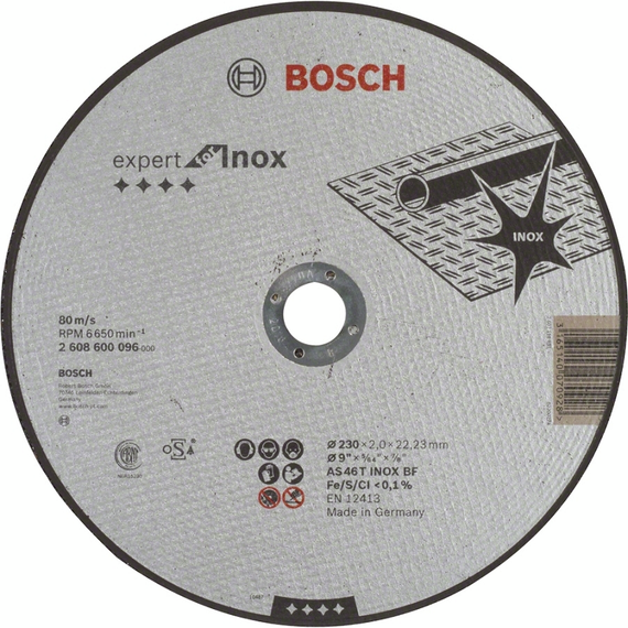 Диск Bosch відрізний Expert for Inox, 230х22.23мм (2.608.600.096)