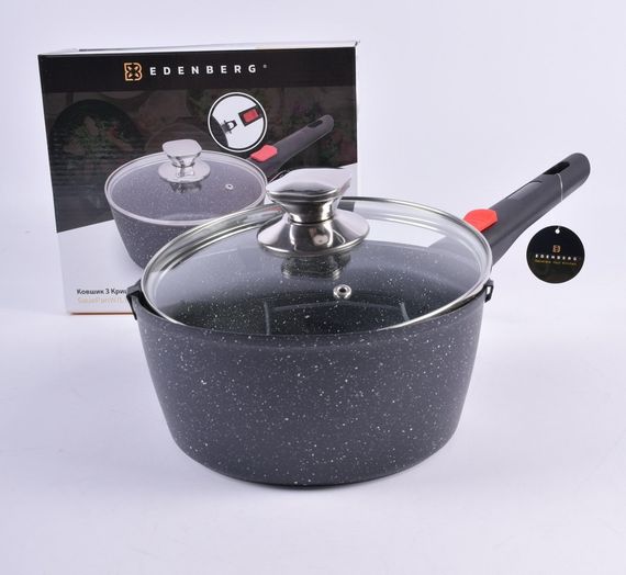 Сотейник Edenberg EB-17000 20 см 2.5 л з гранітним покриттям ківш з кришкою | Зображення 3