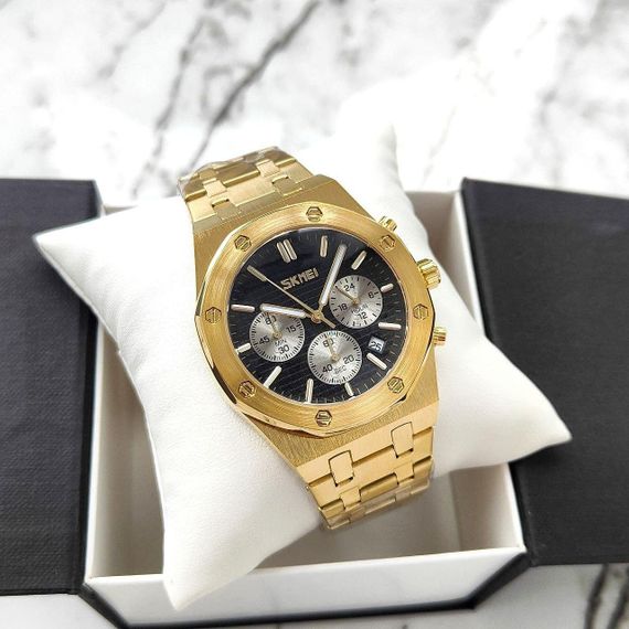 Чоловічий кварцевий годинник  Skmei 9296 Gold/Black | Зображення 1