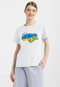 Футболка жіноча біла з принтом "Вільна", 2XL
