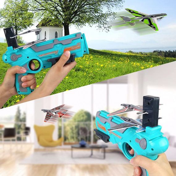 Детский игрушечный пистолет с самолетиками Air Battle катапульта с летающими самолетами (AB-1). RX-657 Цвет: синий | Зображення 6