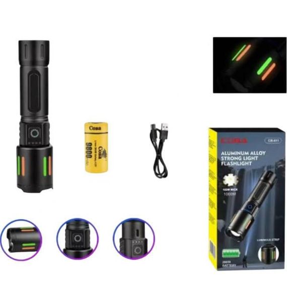 Ліхтар ручний з індикатором заряду NIGHT VISION FLUORESCENCE CB-611-TG Чорний