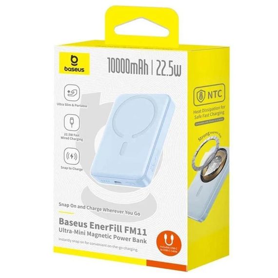Портативний ЗП Power Bank Baseus EnerFill FM11 Ultra-Mini 22.5W з БЗП 10000mAh (PPFM11-1022) Galaxy Blue | Зображення 1