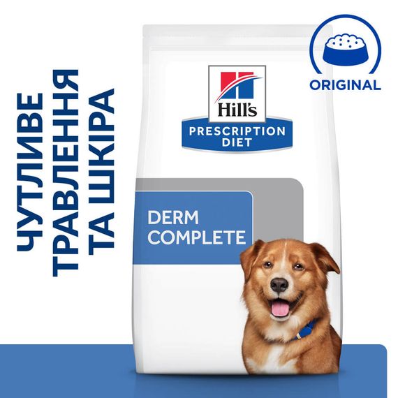 Hill’s Prescription Diet Derm Complete Сухий корм для собак при харчовій алергії та атопічному дерматиті, 4 кг | Зображення 1