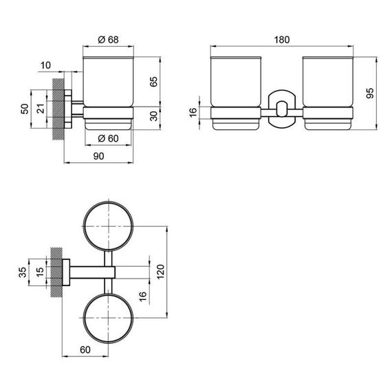 Стакан с держателем Qtap Liberty настенный двойной QTLIBBLM1155 Black | Зображення 1