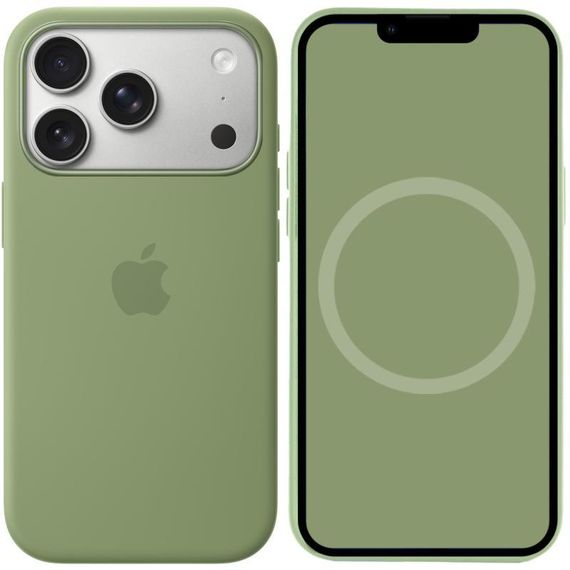 Чохол Silicone case (AAA) with Magsafe and Animation для Apple iPhone 17 Pro (6.3") Light Moss