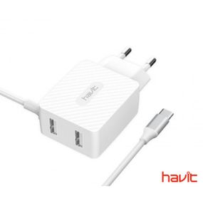 Зарядное устройство для 3 гаджетов HAVIT HV-H143 Dual Travel Charger With Lightning cable QC 3.0A white