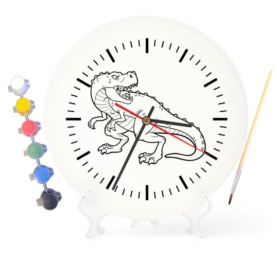 Детский набор для творчества часы раскраска Динозавр Тиранозавр Рекс 30 см (Г0198)