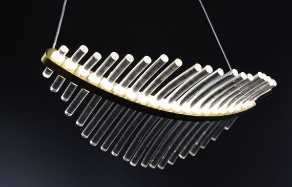 Люстра світлодіодна підвісна LED світильник для квартири на стелю лед 26544 Латунь 30-110х20х38 см. | Зображення 6