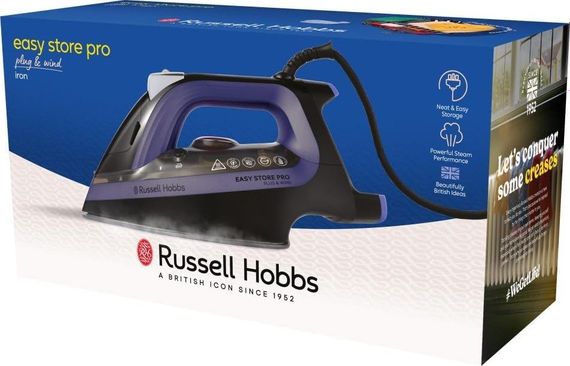 Праска Russell Hobbs Easy Store Pro, 2400Вт, 320мл, паровий удар -200гр, постійна пара - 50гр, зберігання шнура, керам. підошва, чорно-синій (26731-56) | Зображення 8