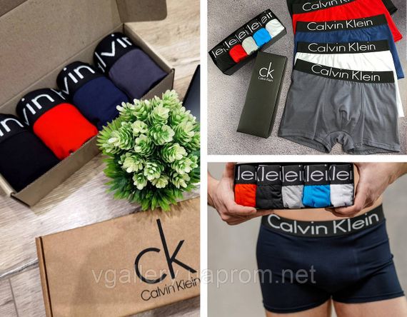 Мужской набор Calvin Klein Steel Black, мужские трусы Кельвин Кляйн в коробке на 3 штук, набор хлопковых трусов | Зображення 4