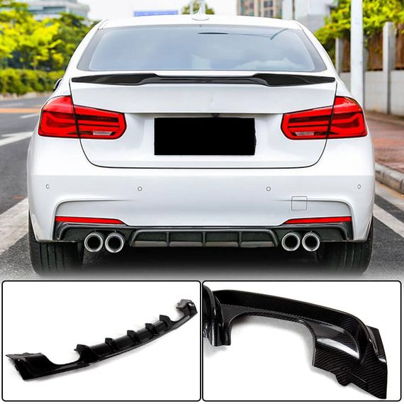 Дифузор заднього бампера V4 (для F30 M-Sport, Карбон) для BMW 3 серія F-30/31/34 2012-2019 рр | Зображення 1